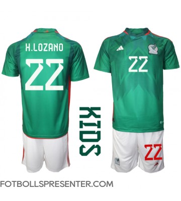 Mexiko Hirving Lozano #22 Hemmatröja Barn VM 2022 Kortärmad (+ korta byxor)